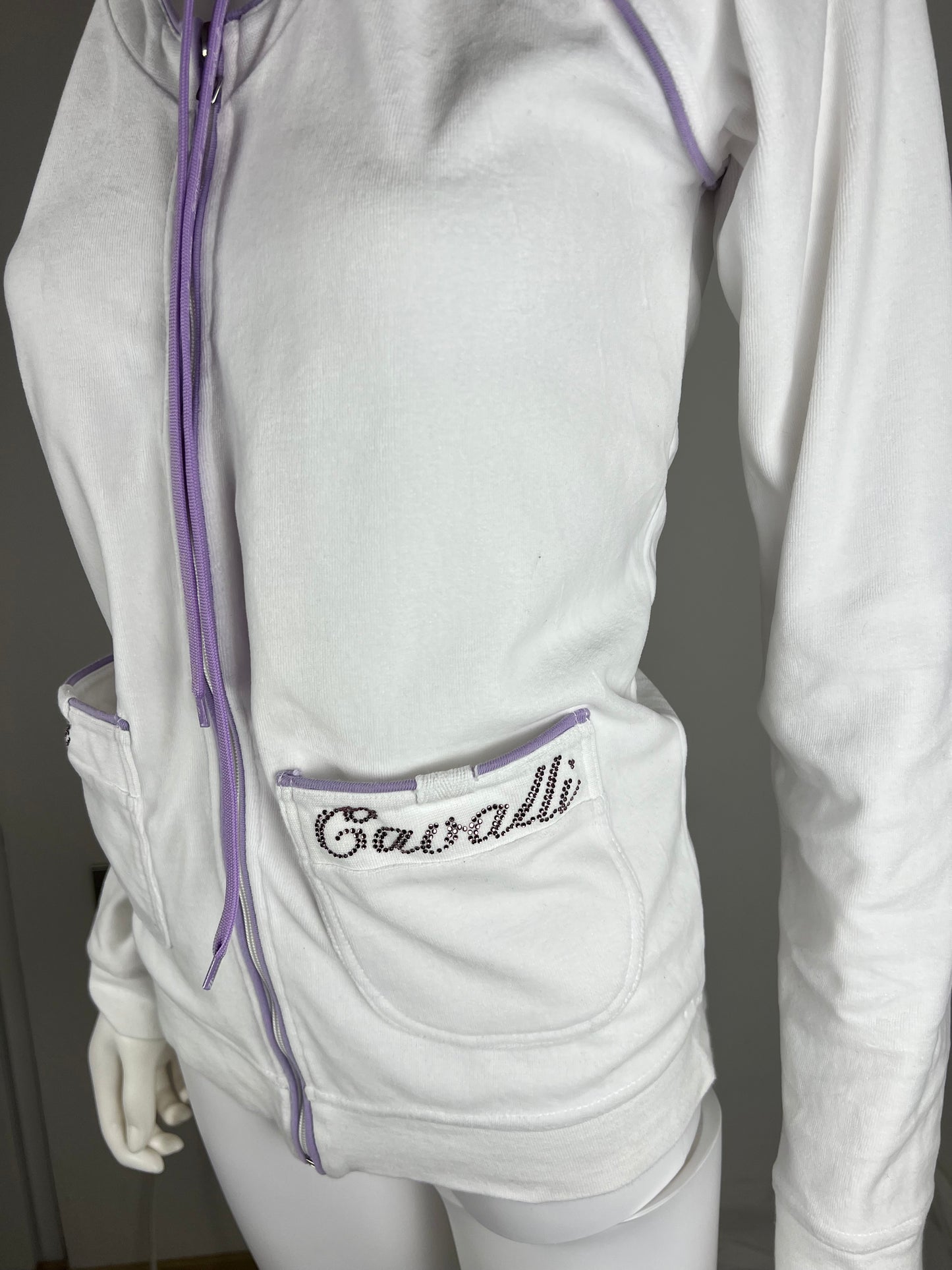 JUST CAVALLI

White & Lilac Rhinestone Zip Hoodie
Early 2000s