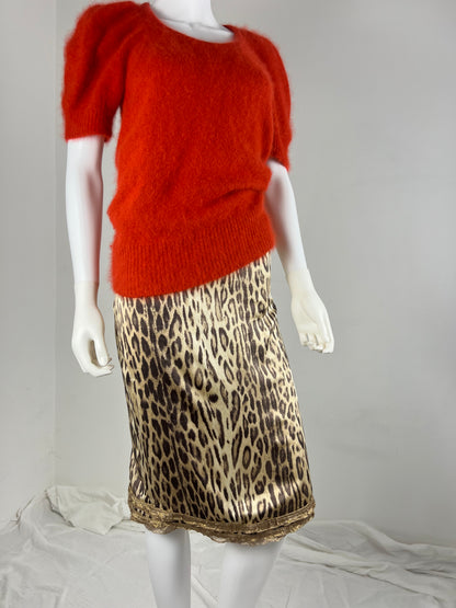 Blumarine silk leopard skirt