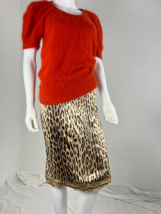 Blumarine silk leopard skirt