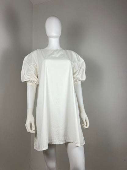 Prada Ivory Puff-Sleeve Shift Dress