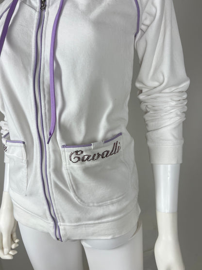 JUST CAVALLI

White & Lilac Rhinestone Zip Hoodie
Early 2000s