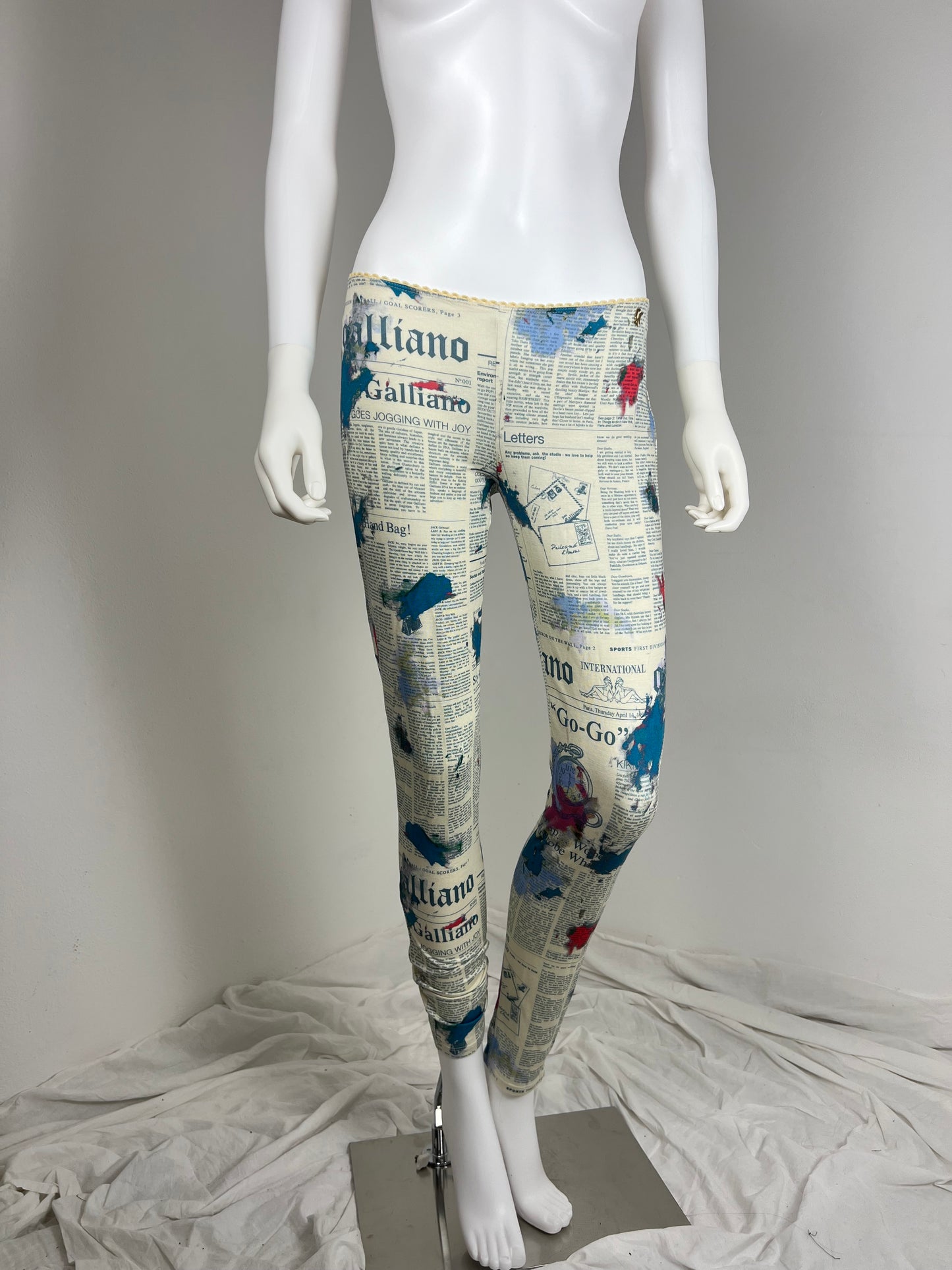 John Galliano Newspaper Print Leggings