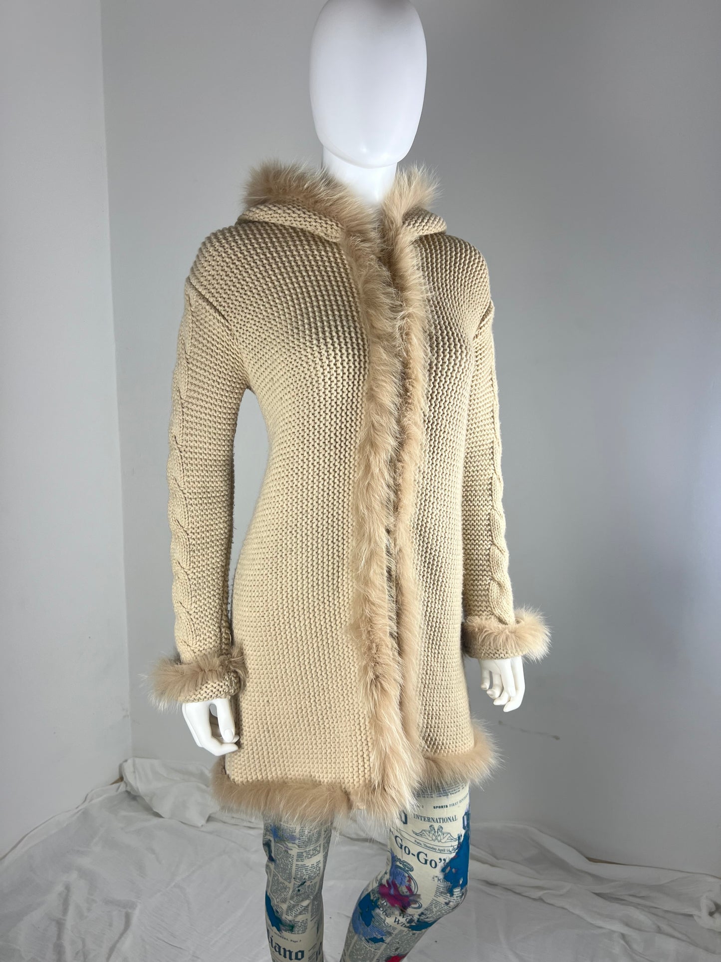 Blumarine Fur Trim Hooded Knit Coat
Early 2000s
