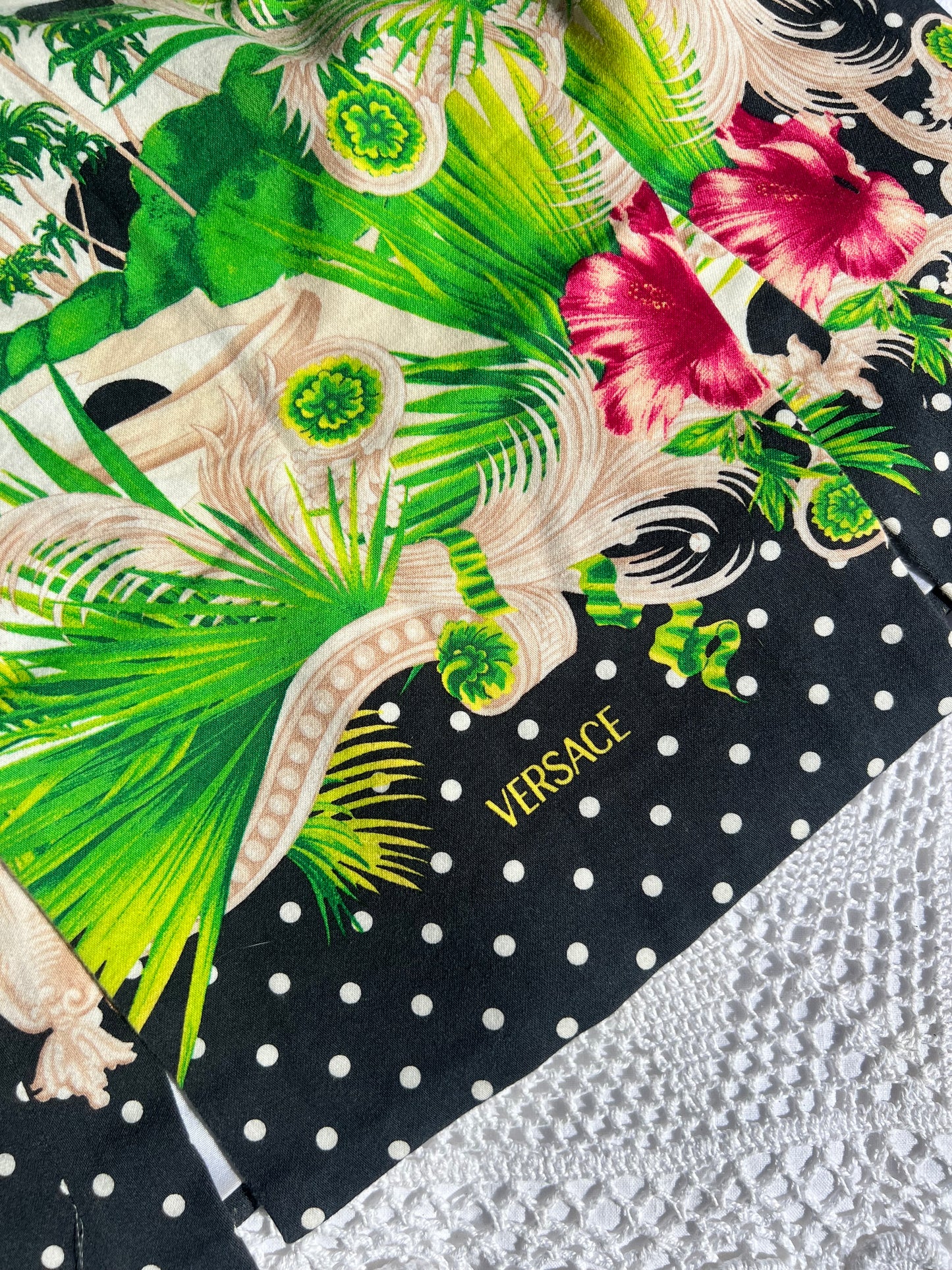 VERSACE tropical polka dot logo skirt
early 2000s