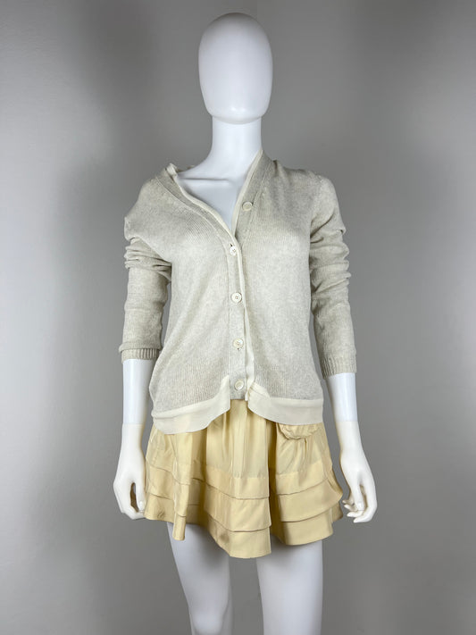 Miu Miu Cotton Cardigan with Silk Trim