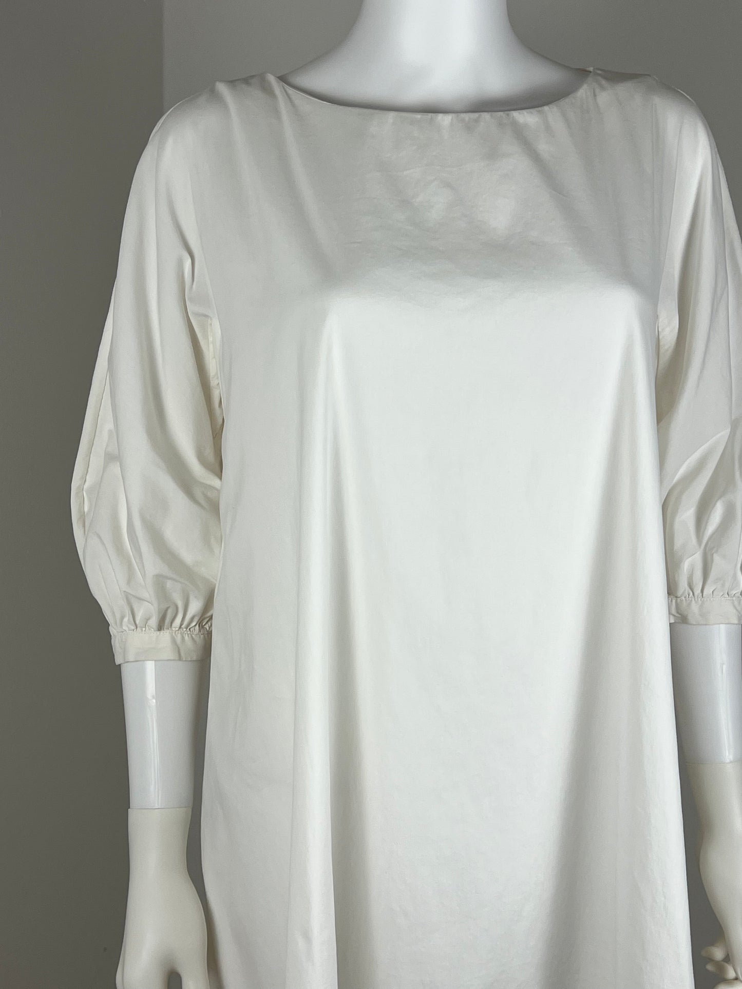 Prada Ivory Puff-Sleeve Shift Dress