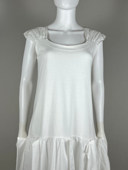 Miu Miu White Drop-Waist Cotton Dress