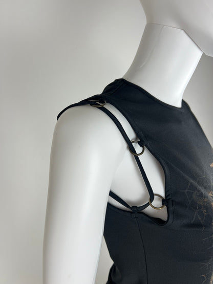 Versace Jeans Couture Logo Jersey Top with Metal Ring Detail