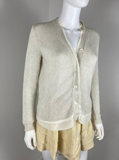 Miu Miu Cotton Cardigan with Silk Trim