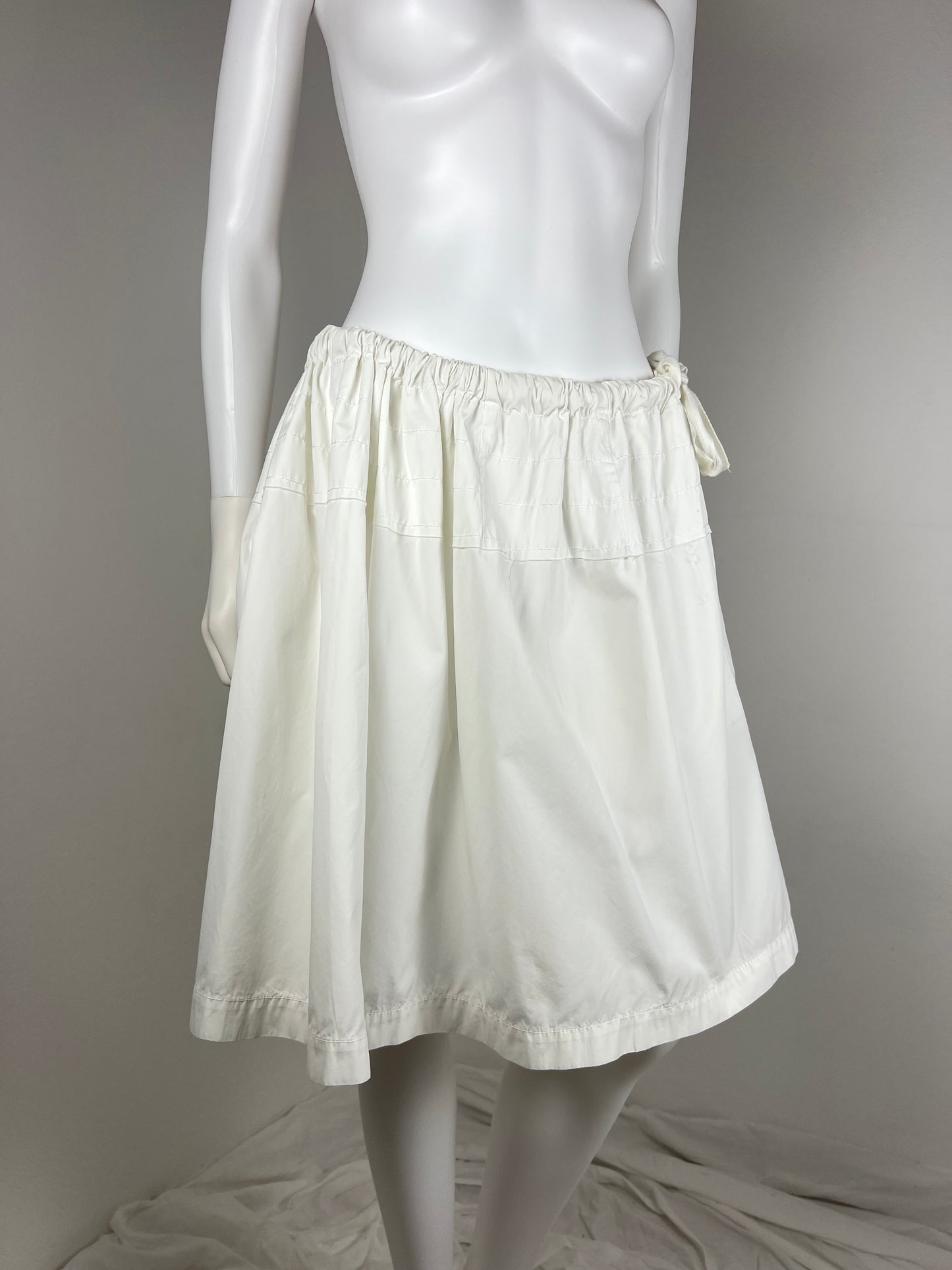 Nina Ricci Ivory Silk Midi Skirt with Tie Detail