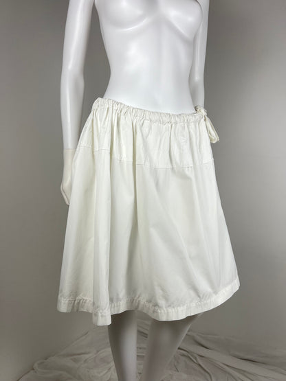 Nina Ricci Ivory Silk Midi Skirt with Tie Detail