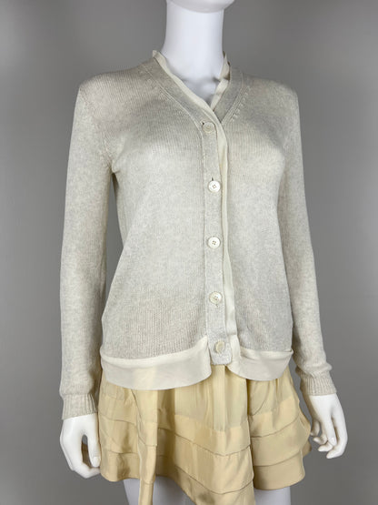 Miu Miu Cotton Cardigan with Silk Trim