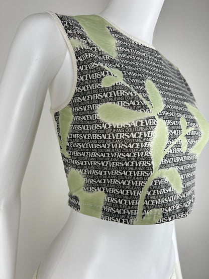 Versace Jeans Couture Logo Print Crop Top