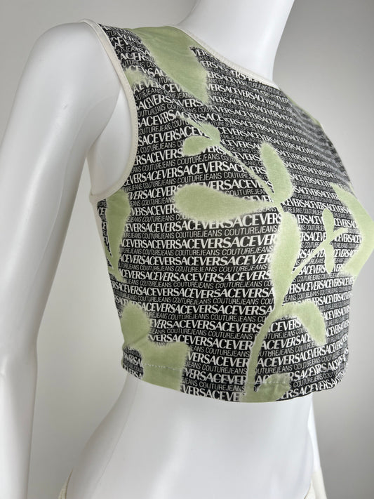 Versace Jeans Couture Logo Print Crop Top