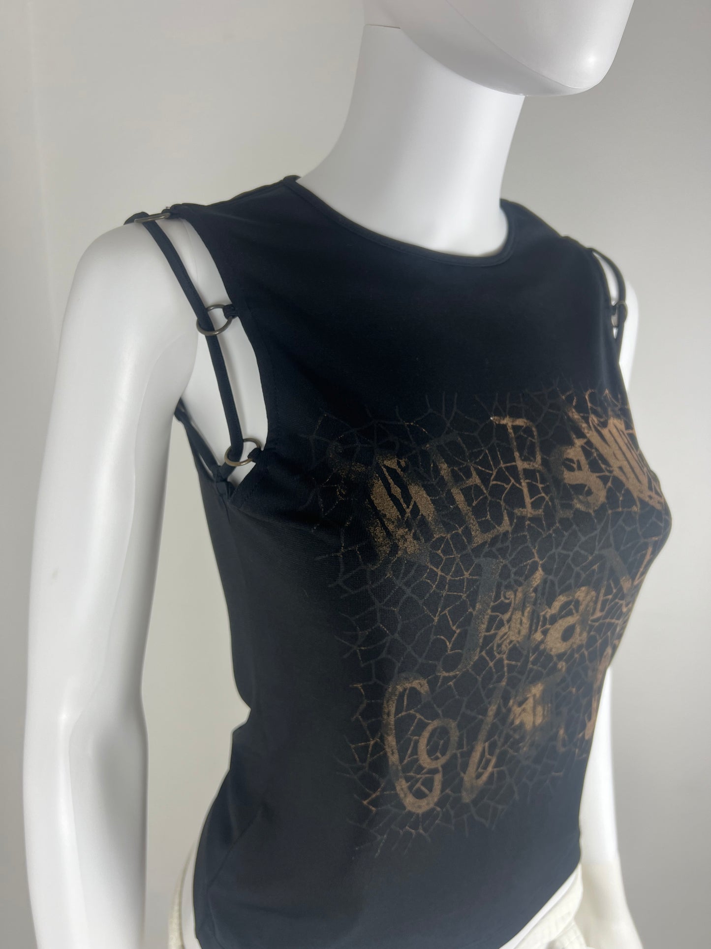 Versace Jeans Couture Logo Jersey Top with Metal Ring Detail