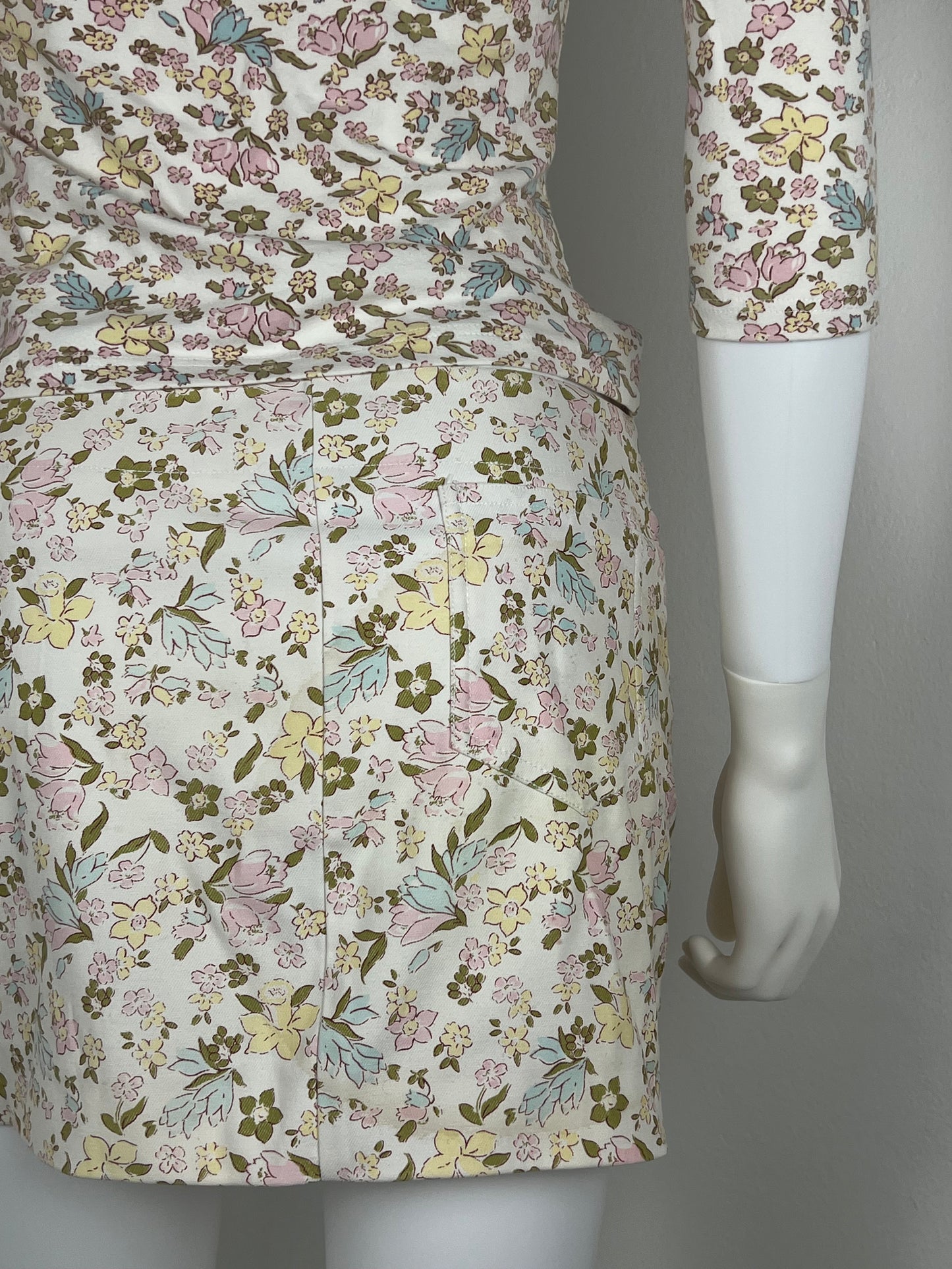 Cacharel Floral Jersey Top and Mini Skirt Set