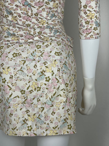 Cacharel Floral Jersey Top and Mini Skirt Set