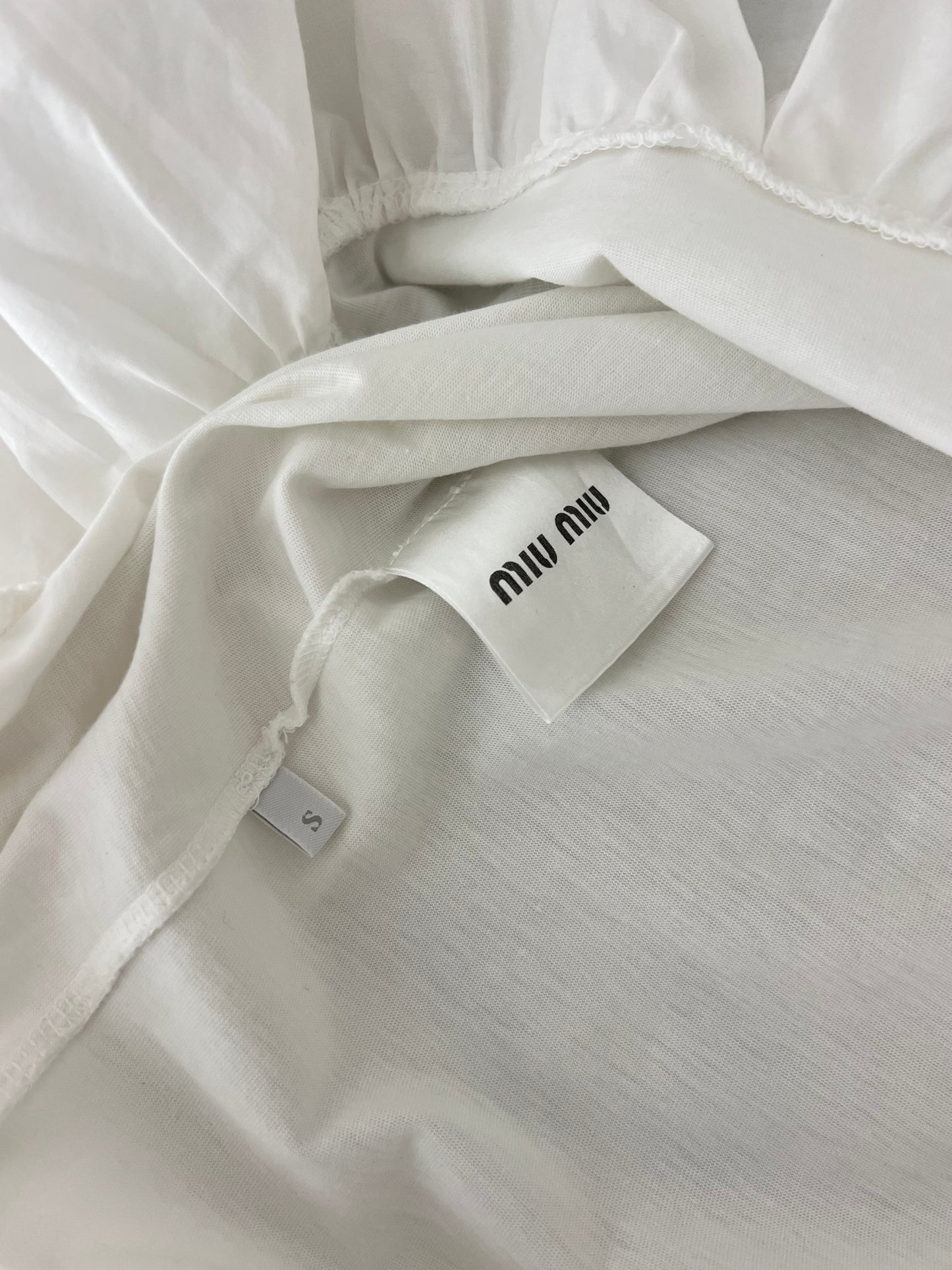 Miu Miu White Drop-Waist Cotton Dress
