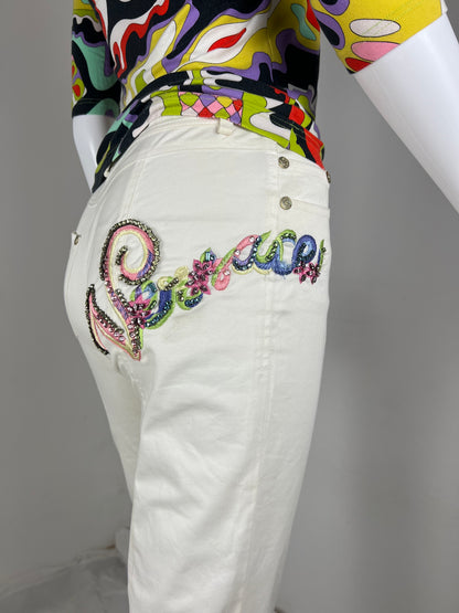 Gianni Versace Embellished Logo Jeans – Early 2000s