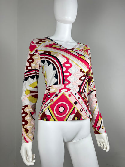 Emilio Pucci Geometric Print Stretch Top – Early 2000s