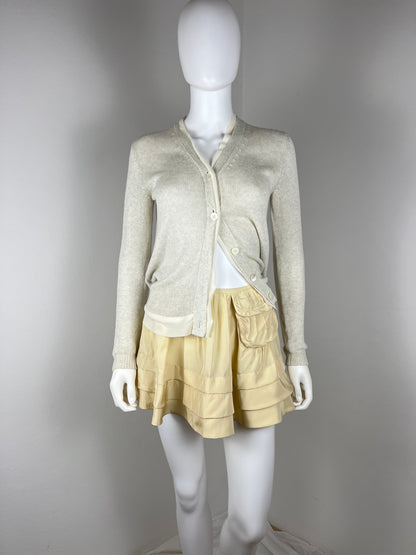 Miu Miu Silk Tiered Mini Skirt with Pocket Detail