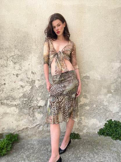 Leopard Sheer Tie-Front Set