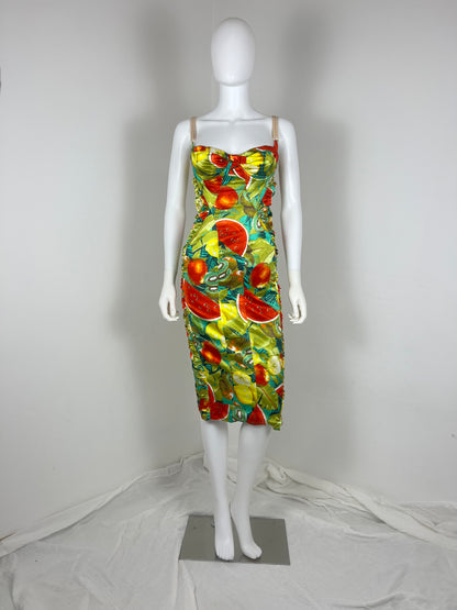 D&G by Dolce & Gabbana Tropical Fruit Ruched Midi Dress
SS05–06 Era