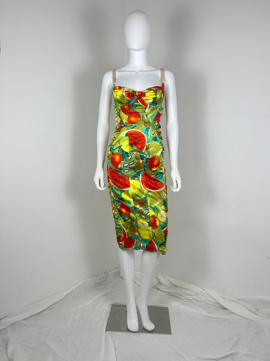 D&G by Dolce & Gabbana Tropical Fruit Ruched Midi Dress
SS05–06 Era