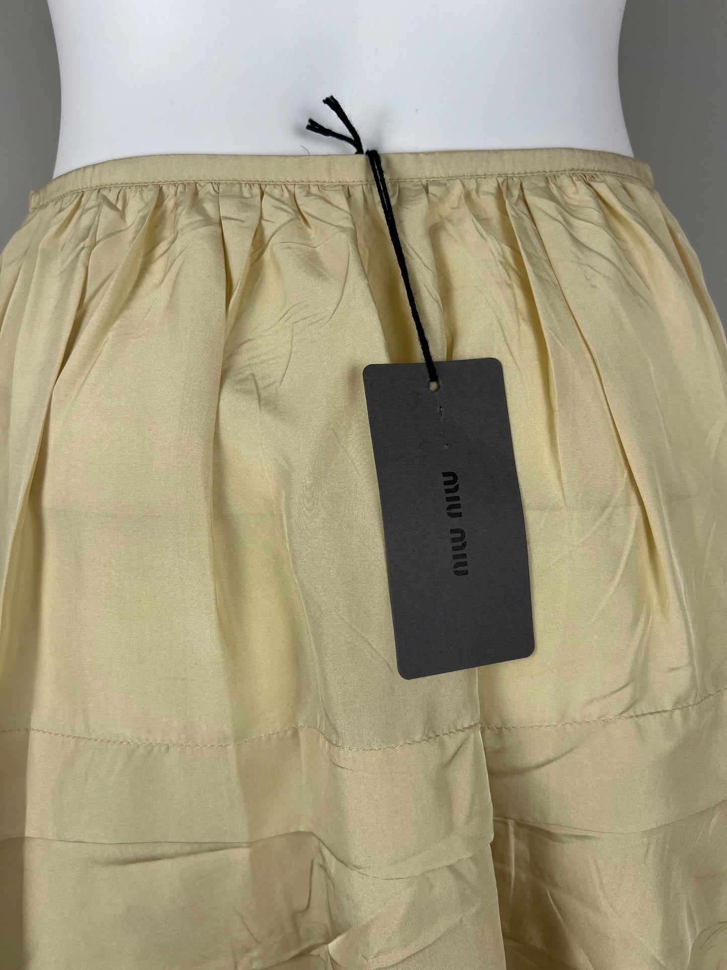 Miu Miu Silk Tiered Mini Skirt with Pocket Detail