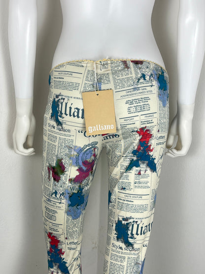 John Galliano Newspaper Print Leggings