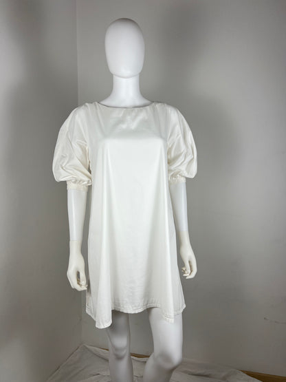 Prada Ivory Puff-Sleeve Shift Dress