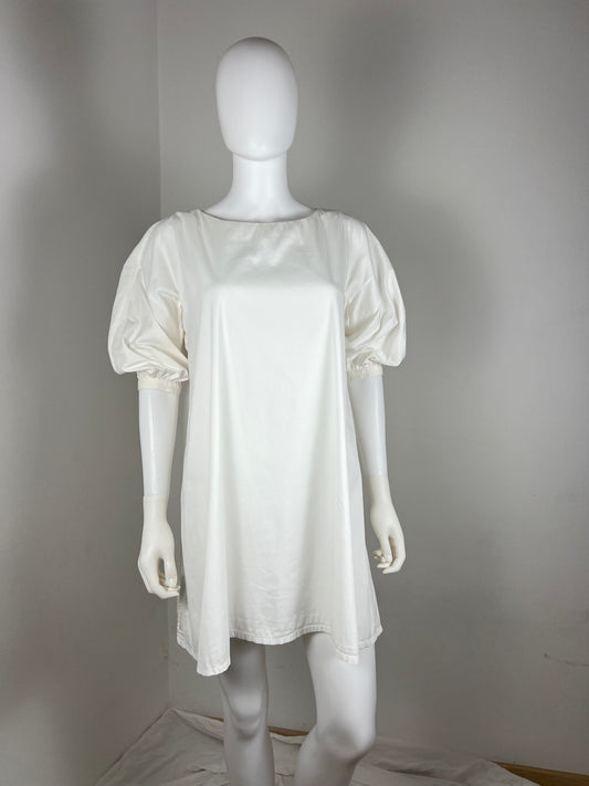 Prada Ivory Puff-Sleeve Shift Dress