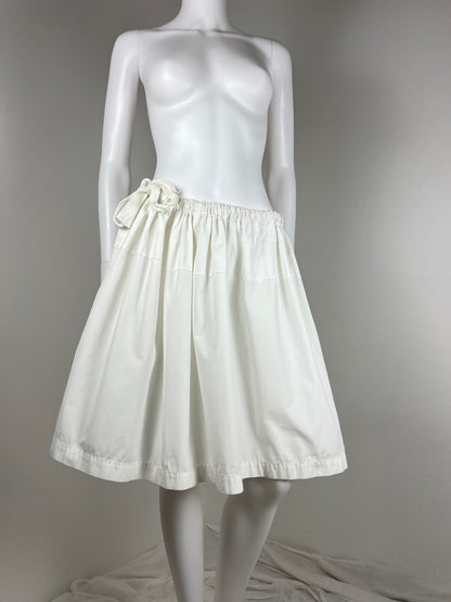 Nina Ricci Ivory Silk Midi Skirt with Tie Detail