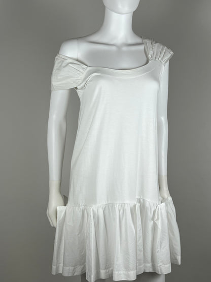 Miu Miu White Drop-Waist Cotton Dress
