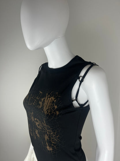 Versace Jeans Couture Logo Jersey Top with Metal Ring Detail