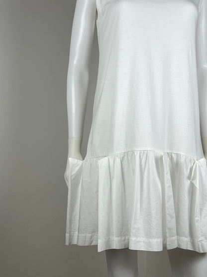 Miu Miu White Drop-Waist Cotton Dress