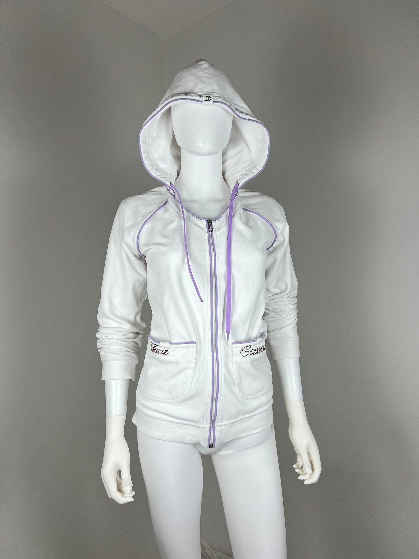 JUST CAVALLI

White & Lilac Rhinestone Zip Hoodie
Early 2000s