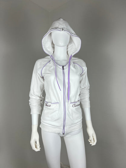 JUST CAVALLI

White & Lilac Rhinestone Zip Hoodie
Early 2000s