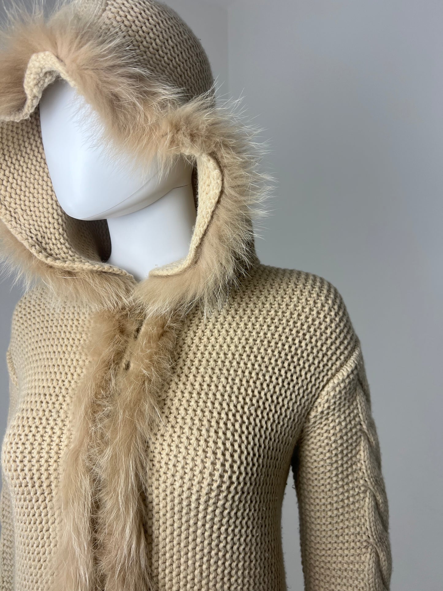 Blumarine Fur Trim Hooded Knit Coat
Early 2000s