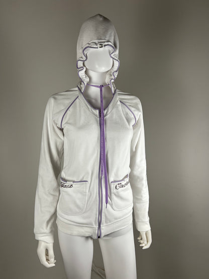 JUST CAVALLI

White & Lilac Rhinestone Zip Hoodie
Early 2000s