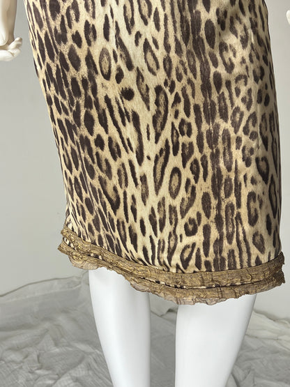 Blumarine silk leopard skirt