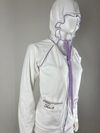 JUST CAVALLI

White & Lilac Rhinestone Zip Hoodie
Early 2000s