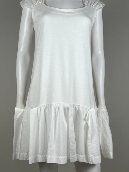 Miu Miu White Drop-Waist Cotton Dress