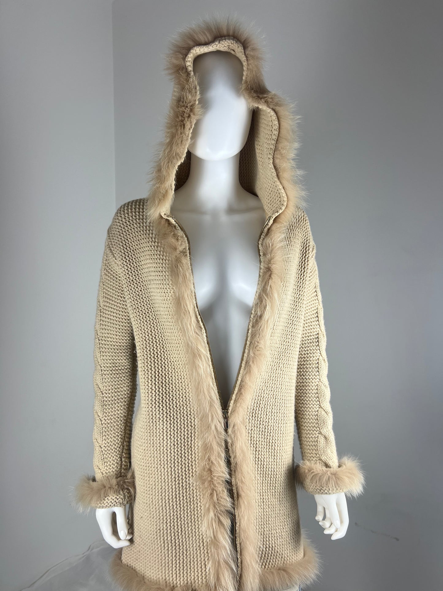 Blumarine Fur Trim Hooded Knit Coat
Early 2000s