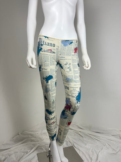 John Galliano Newspaper Print Leggings