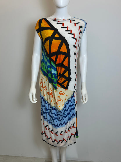 Vivienne Westwood Anglomania Abstract Print Draped Dress
