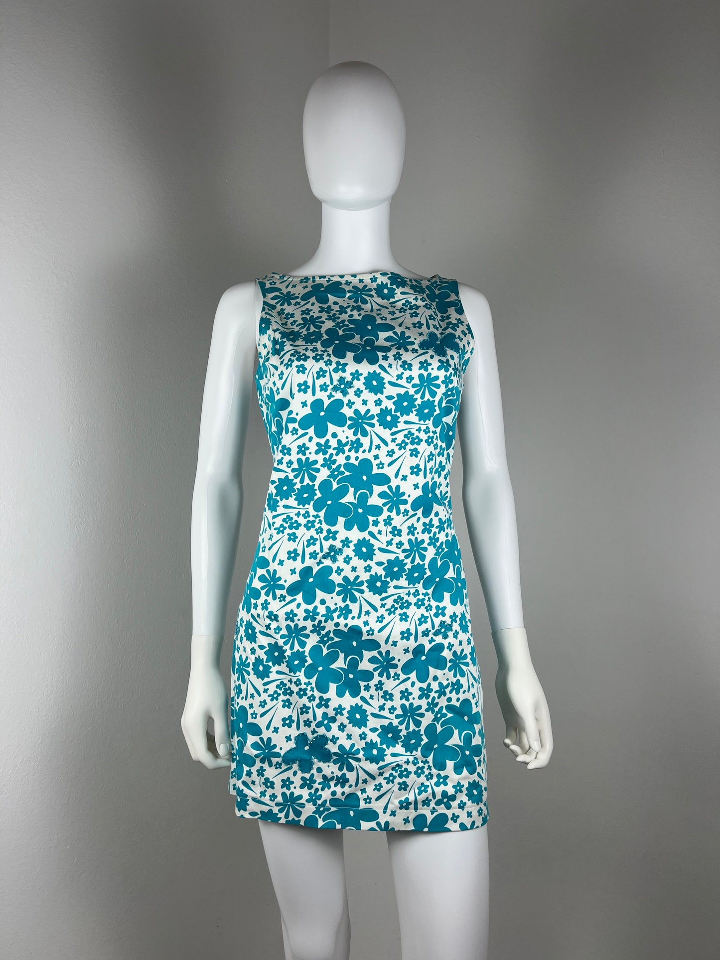 Versus by Gianni Versace Electric Turquoise Floral Minidress