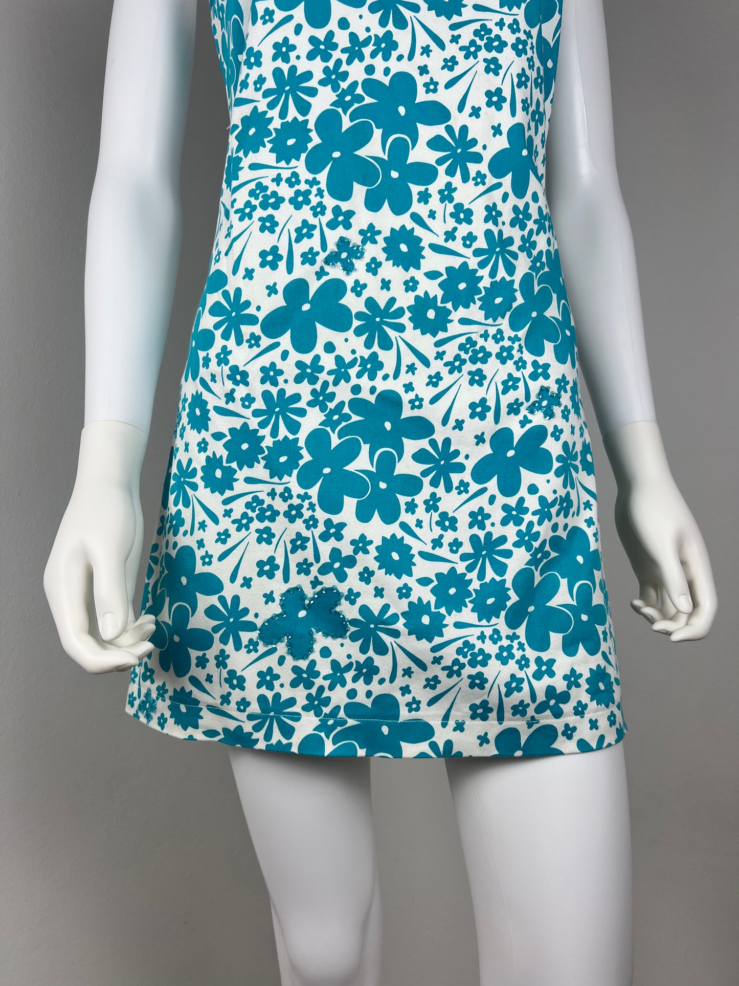 Versus by Gianni Versace Electric Turquoise Floral Minidress