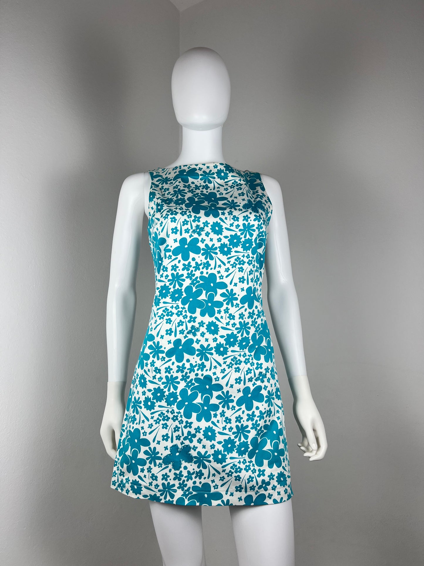 Versus by Gianni Versace Electric Turquoise Floral Minidress