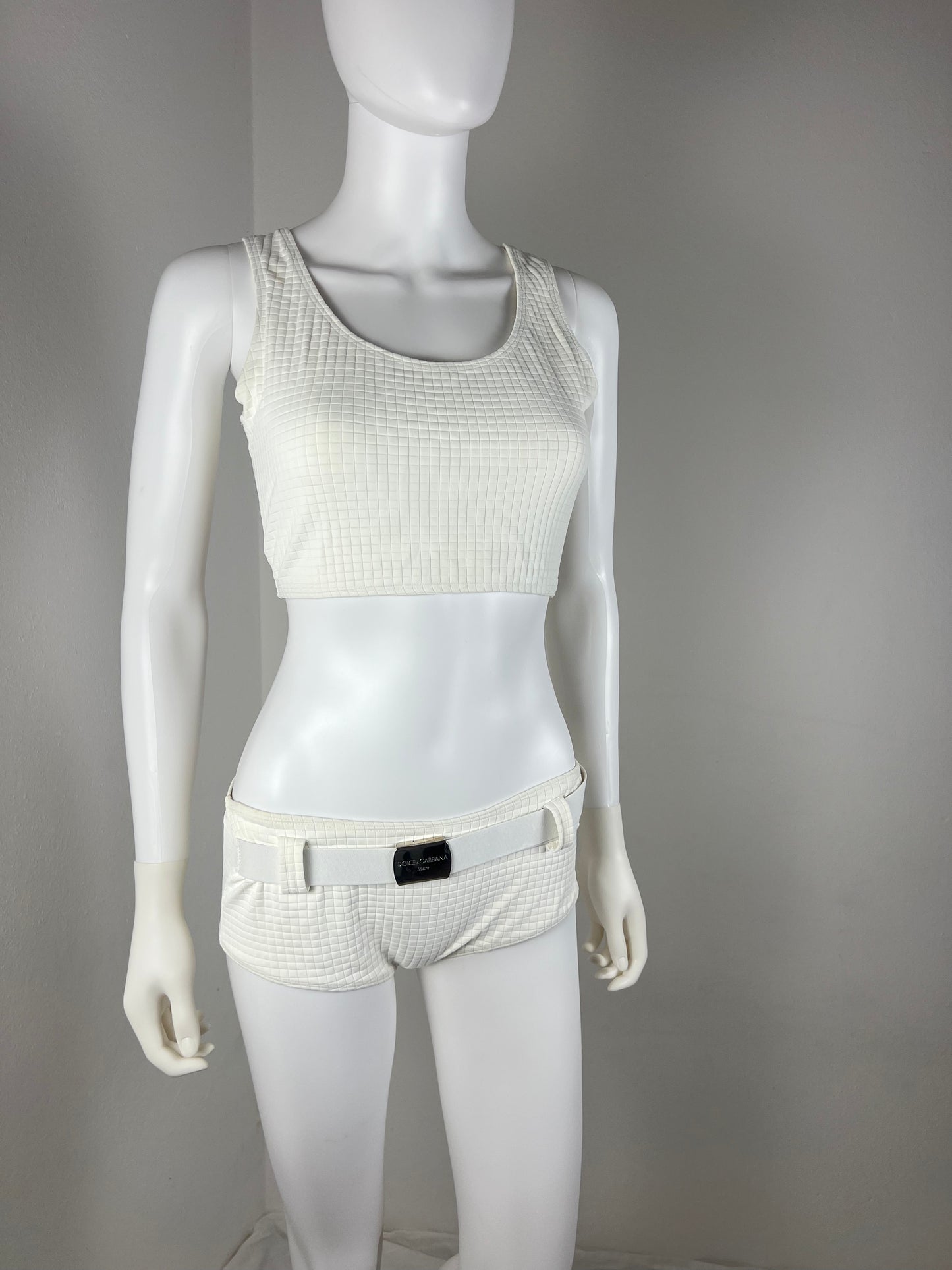 Dolce & Gabbana Mare White Beachwear set with Logo Belt